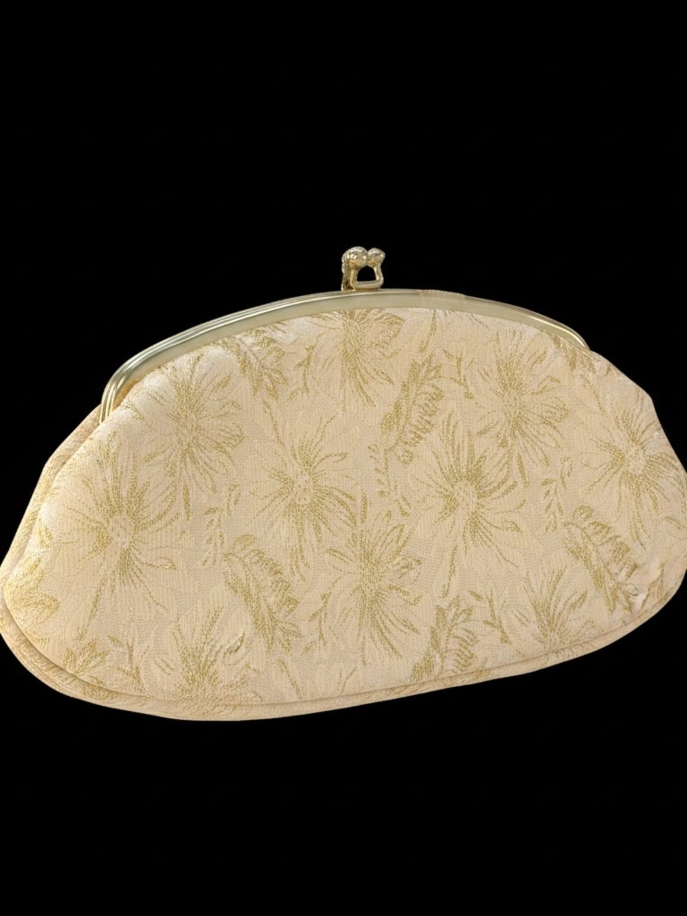 Vintage Avon Cream Clutch Handbag with Gold Frame